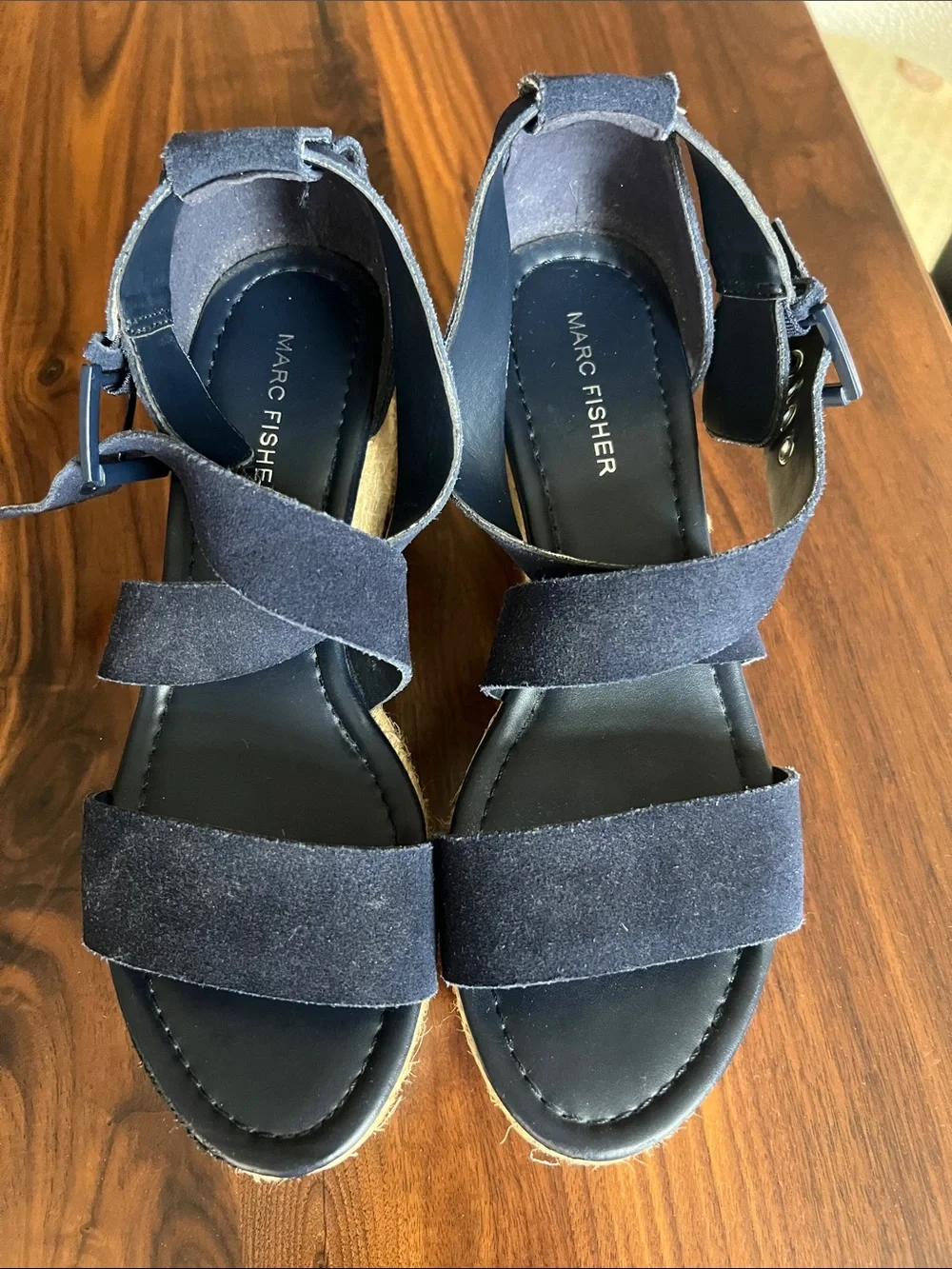 Women’s Navy Espadrille Wedge Sandals - Marc Fisher